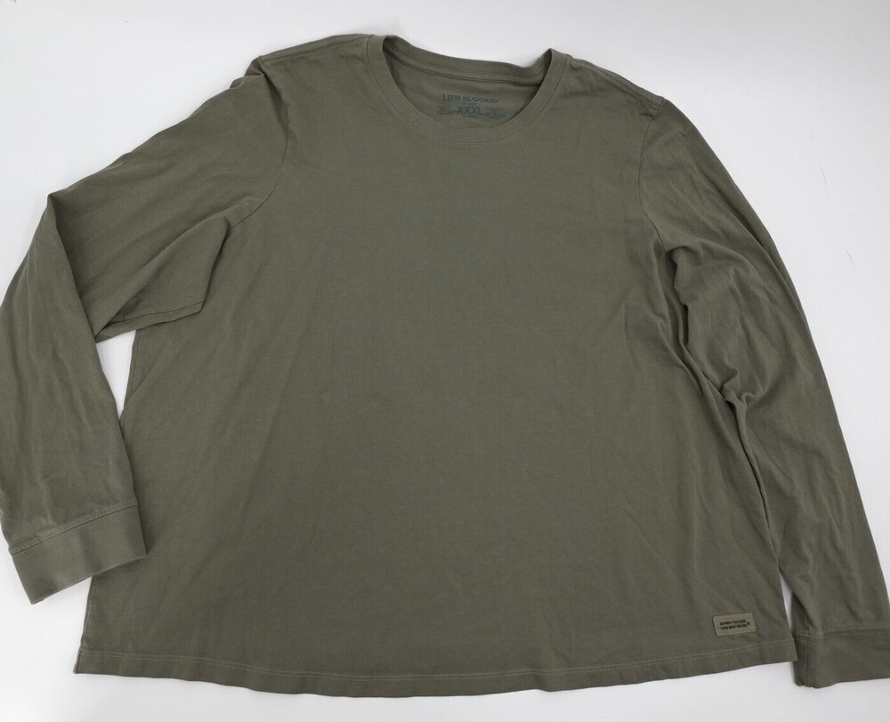 Life Is Good Long Sleeve T-Shirt Womens XXXL Olive Crusher Crew Neck Cotton
